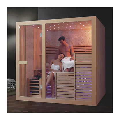 Indoor Sauna Personal Home Use Far Infrared Solid Wood 2 Person Dry Steam Sauna Room Modern Electric Sauna 1 people