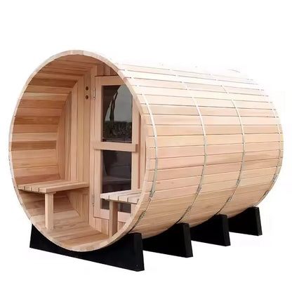 Custom Hemlock Barrel Sauna Room for Outdoor Relaxation