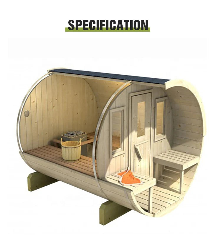 Custom Hemlock Barrel Sauna Room for Outdoor Relaxation